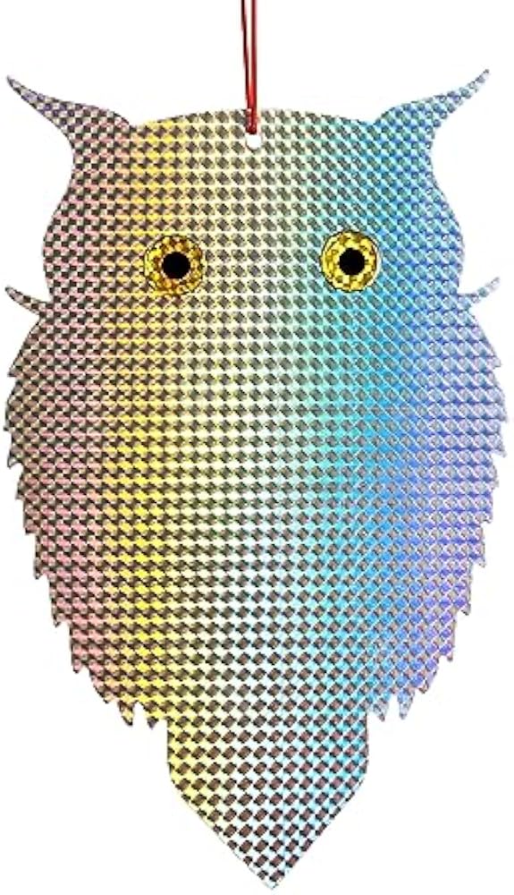 Hanging reflective owl decoy