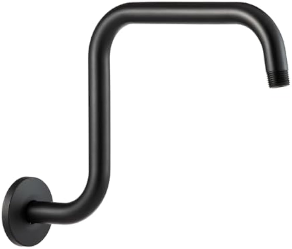 S-shaped shower arm extension with flange